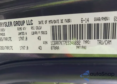 2014 Ram 1500 St z USA, uszkodzony, nr VIN 1C6RR7KT7ES346692